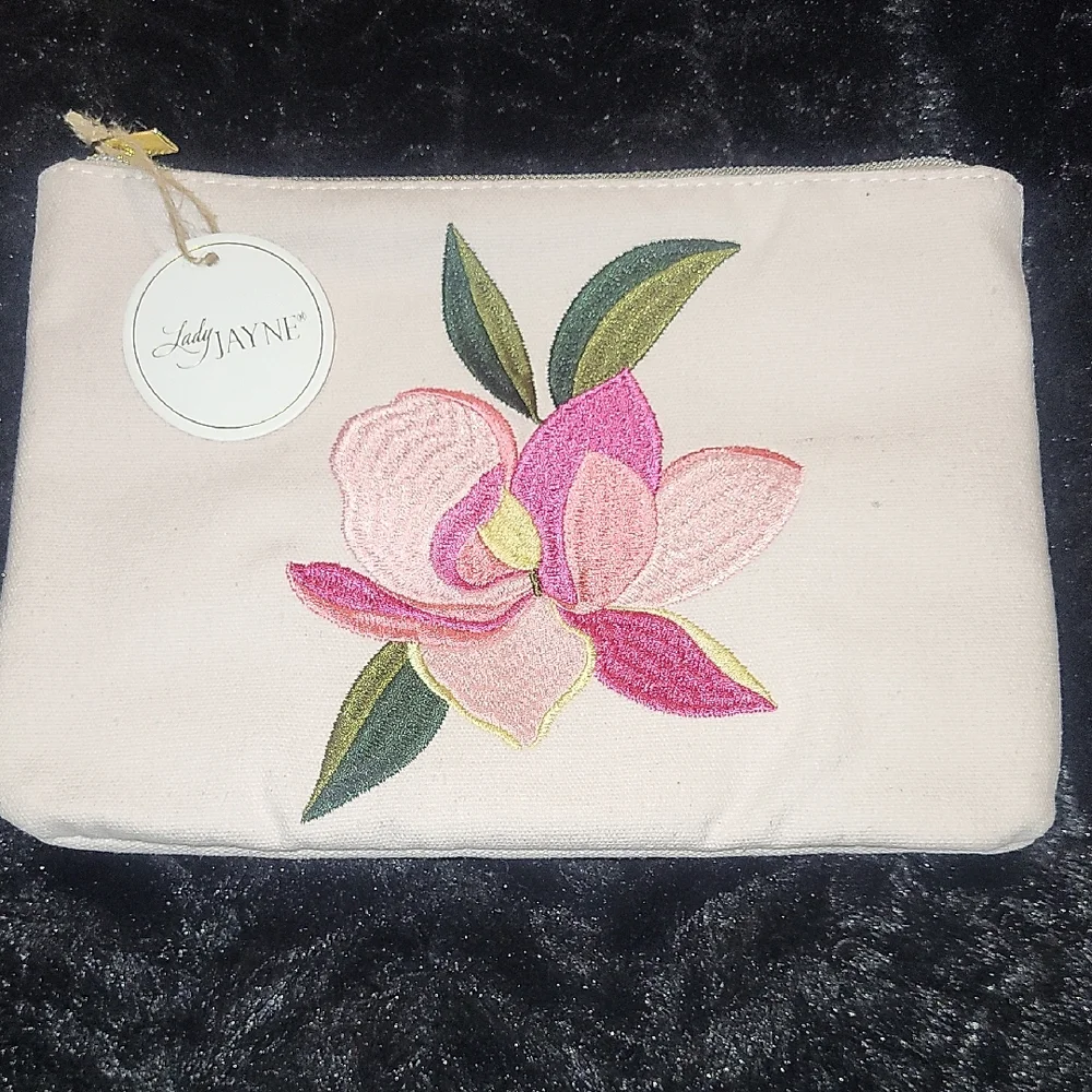 Lady Jayne Pink Floral Canvas Cosmetic Bag - Picture 1 of 5